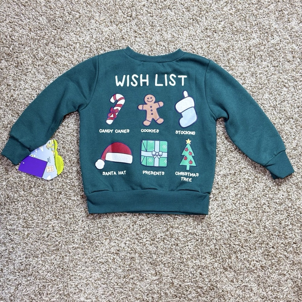 Bluey Toddler 2T Green Christmas Wish List Fleece Pullover Sweatshirt Winter NWT